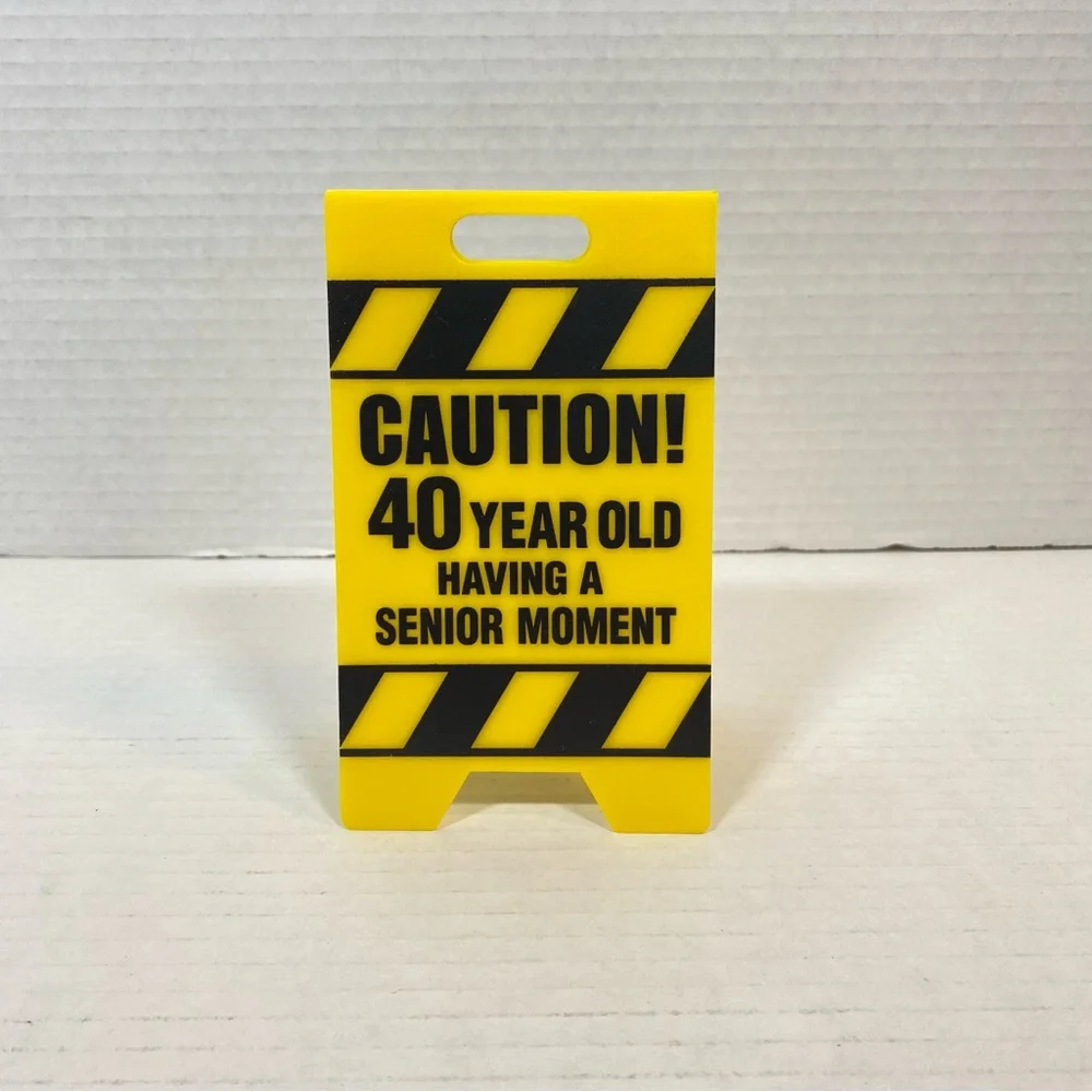 CAUTION! 40 Year Old Having a Senior Moment Cake Topper Birthday Party Decor